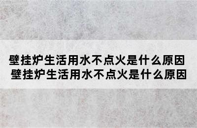 壁挂炉生活用水不点火是什么原因 壁挂炉生活用水不点火是什么原因